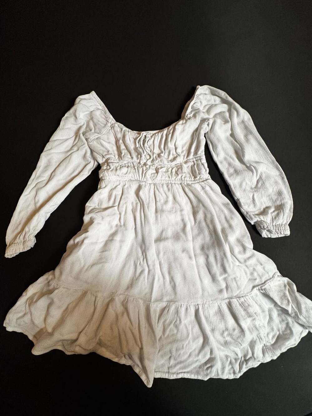 Hollister White Long Sleeve Smocked Skort Romper Size XS